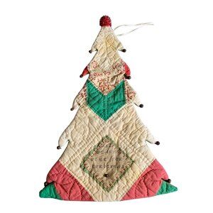Quilted Patchwork Christmas Tree Wall Hanging With "Home For Christmas" Message